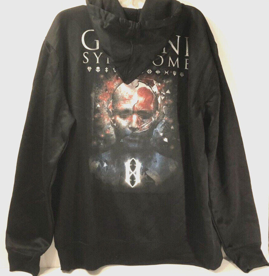 $60 Gemini Syndrome Synner Memento Mori Black Metal Zip Sweatshirt Hoodie L
