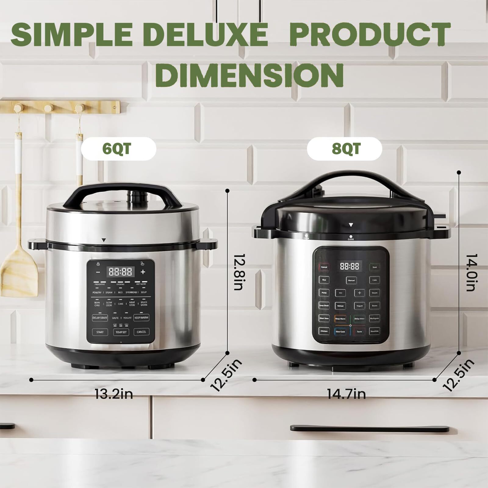 16-in-1 Electric Pressure Cooker 8QT Stainless Steel Slow Rice Cooker Non-Stick