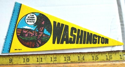 VINTAGE WASHINGTON THE EVER-GREEN STATE FELT PENNANT 8.5'' {CS375}