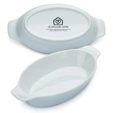 Heartland Home Porcelain Mini Casserole Dish Oval Au Gratin Dish (2pc Set). C...