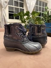 Sperry Boots Toddler Girls 6 M Saltwater Duck Rain Boots Blue Sparkle