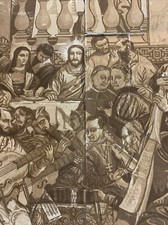 John Baptist Jackson The Wedding Feast at Cana Original Woodcut Print 1742 Rare