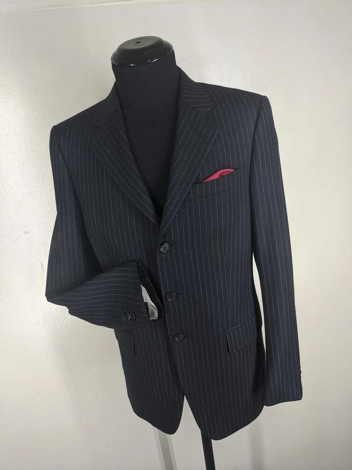 Casaco esportivo PRADA vintage 100% lã listrado preto 3 BTN VENTILAÇÃO CENTRAL 36 Reg - Imagem 4 de 4