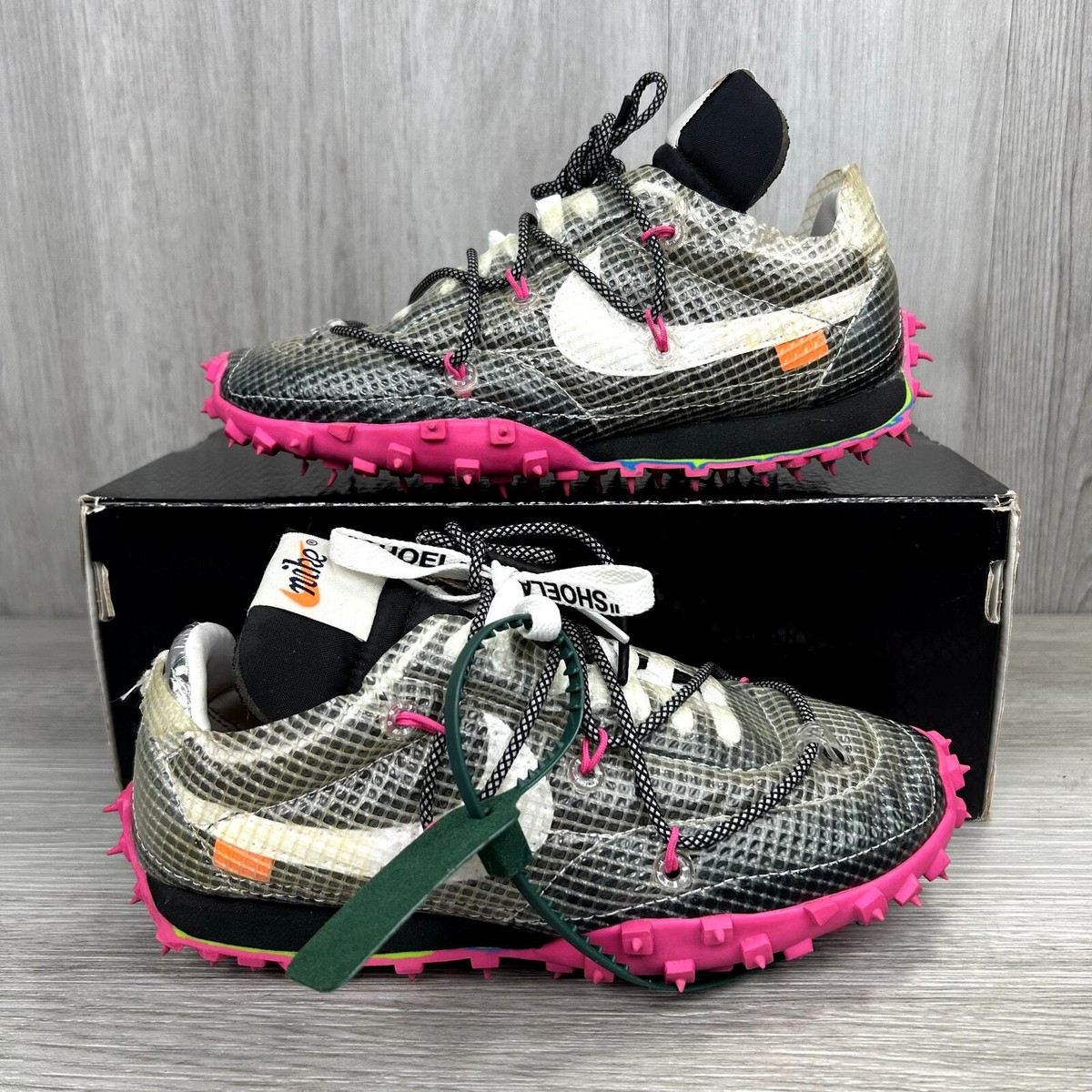 Nike Off-White x Waffle Racer Fuchsia Black Sz 5 Womens Nike Off-White x Waffle Racer Fuchsia Black Sz 5 Womens