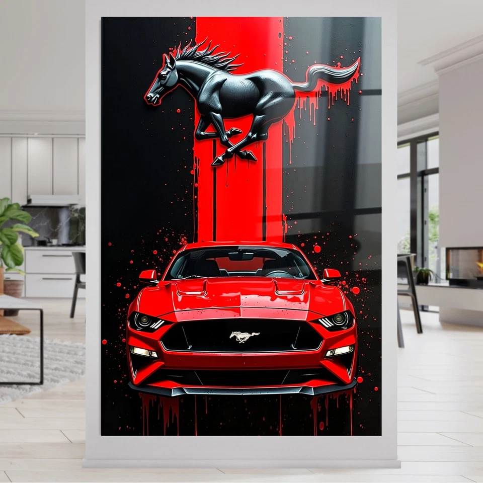 ✅ Wandbild, FORD MUSTANG - Abstrakt Auto, Acrylglas, Leinwand, Poster Bilder - Bild 1 von 4