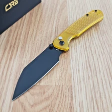 CJRB Pyrite Light Folding Knife 3.25" Black PVD AR-RPM9 Steel Blade FRN Handle