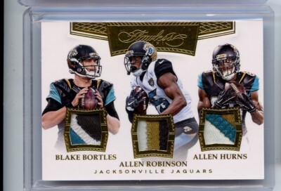 2016 Flawless Gold Blake Bortles Robinson Hurns Jaguars Triple Patch Relic 4/15