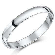 9ct White Gold Ring Court Shaped Wedding Band Heavy Weight UK Hallmarked 375