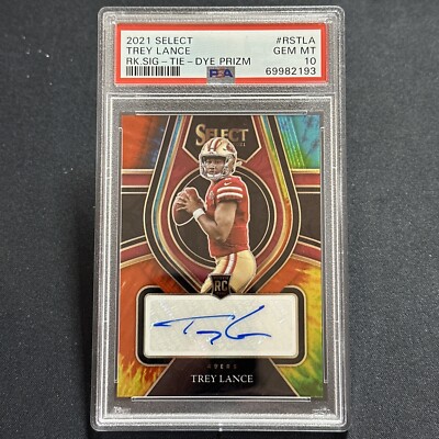 Trey Radel Signature 2021 Select Rookie Signatures Prizm Tie Dye Trey Lance Rookie Auto 2/15 ...
