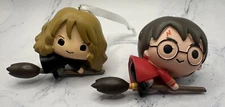 HALLMARK Harry Potter & Hermoine Flying On Broom CHRISTMAS TREE ORNAMENTS!