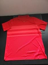 Nike Dri-fit Golf Polo Shirt Men  s Size XL Red Short Sleeve Striped Polyester