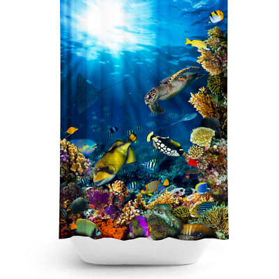 240x200 cm SEA LIFE AQUARIUM Digital Textil Duschvorhang Wannenvorhang Dusche