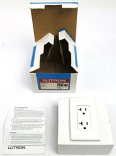 Lutron NTR-20-WH Nova T Receptacles 20A 125V in White, Matte Finish