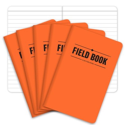 Field Notebook/Pocket Journal - 3.5''x5.5'' - Orange - Lined Memo Book - Pack of 5