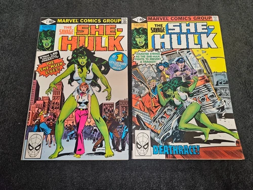 1980 MARVEL COMICS SAVAGE SHE-HULK #1 AND #2 MID TO HIGH GRADE VINTAGE KEY LOT