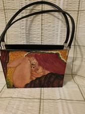 Unikat Bambas Art Leder Handtasche Handbemalt