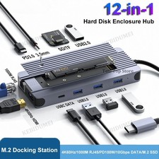 12-in-1 M.2 SSD Enclosure Docking Station USB C HUB TYPE C to HDMI Adapter