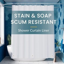 White Shower Curtain Liner 72 x 72 Plastic Shower Liner Washable Inside Showe...