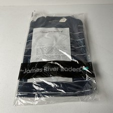 Vintage James River Traders Polo Shirt Mens Large Navy Blue Striped USA Made