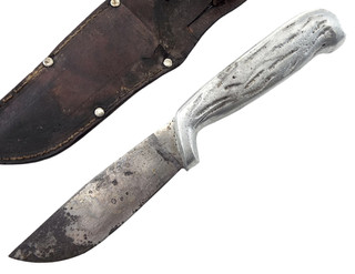 ANTIQUE WW II VETNAM ERA AMERICAN US ALUMINUM GRIP KNIFE MARKED "F. BARTEAUX"