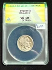 1920 D BUFFALO NICKEL ANACS VG 10 DETAILS DAMAGED