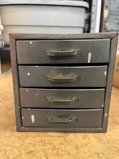 Vintage Metal 4 Drawer Cabinet Organizer Small Parts Storage  8" X 6" X 6"