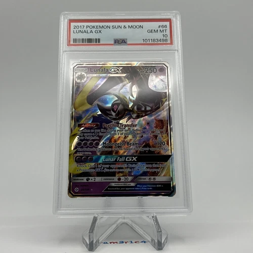 PSA 10 GEM MINT! - 2017 Pokemon LUNALA GX 66/149 Ultra Rare Sun & Moon Base Set