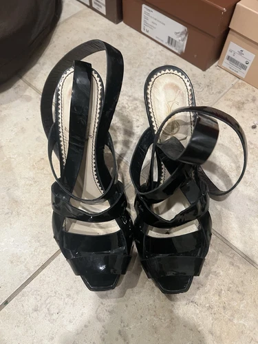 SAINT LAURENT (YSL) SANDALI YSL SAINT LAURENT QUARZO GLITTER PLATEAU TACCO 8 5US 39 AUTENTICI