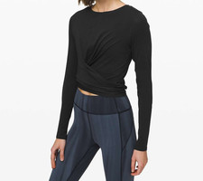 Lululemon Time to Restore Top Adult CA 6 AU 10 Nulu Long Sleeve Black Yoga Tie