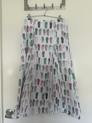 Marco Polo Women s skirt Size 12 Flip Flop Print Cotton retro rockabilly pin up