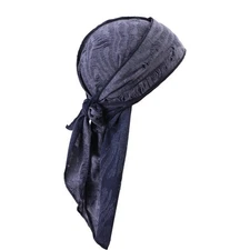 Hole Cotton Durag Headband Long Tail Ripped Adjustable Pirate Hat DIY Soft Wave☾
