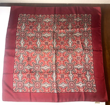 Vintage Liberty of London Red Bordered Scarf 23" x 23" 1970's READ