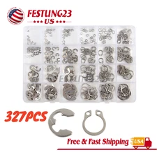 327Pcs Stainless Steel E-Clip Circlip Kit External Retaining Ring Set 12 Sizes