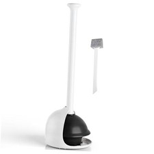 Toilet Plunger with Holder, Heavy Duty Plunger and Holder Combo for Pearl White