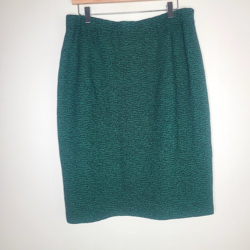 St John Collection Knit Emerald Green Glitter Jacket Skirt Suit Size 16 - Picture 8 of 9