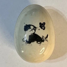 Vintage Small World Greetings Trinket Dish Kitten Butterfly Japan