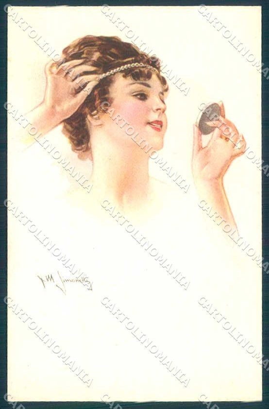 Cartolina Artista Firmata Simonetti Fashion Glamour Lady serie 260-2 VK9082