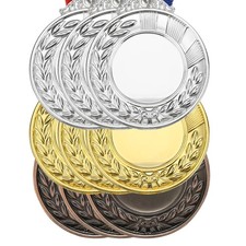 9pcs Blank Award Medals Gold Silver Bronze Award Medals with Neck Ribbon