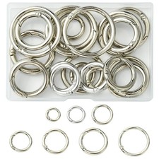 28pcs Spring Gate Rings Alloy Clasps O Key Ring Circle Trigger Carabiner Clasps