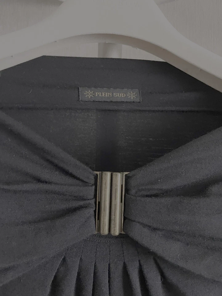 Plein Sud Top Black IT 44 Jersey Bow Buckle Front Archival Y2k Vintage Wool Pull - Image 3 of 4