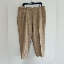 Liz Claiborne Vintage Classic Plaid Houndstooth Wool Pants, Tan/Brown, 18W