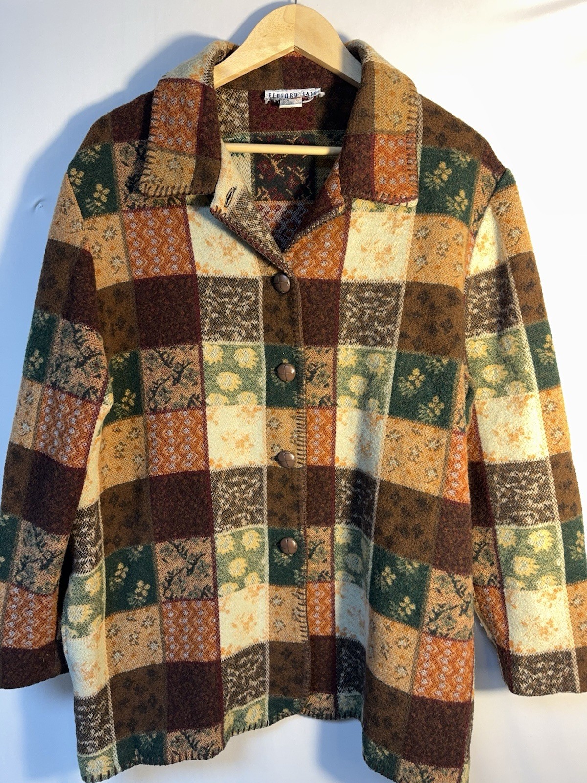 Bedford Fair Patchwork Wool Blend Jacket L Cottag… - image 1