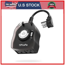 Heavy Duty Outdoor Timer Outlet with 2 Grounded Outlets - Perfect for Pool Pumps