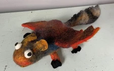 Needle Felted Wool Dragon Art Plush Colorful 14” Long