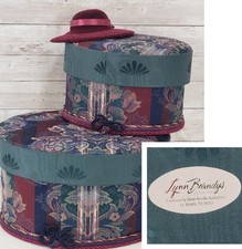 2 VTG Seville Ind. Lynn Brandys Tapestry Nesting Hat Boxes w Doll Hat Victorian