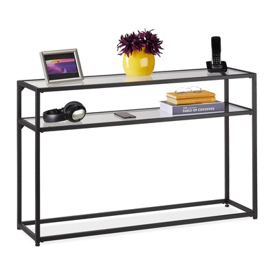 Konsolentisch 2 Ablagen schmaler Eingangstisch Flur & Wohnzimmer Metall Glas ...
