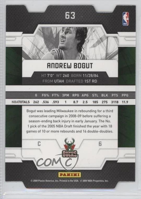 2009-10 Donruss Elite Gold Status Die-Cut /24 Andrew Bogut #63 - Image 2 of 2