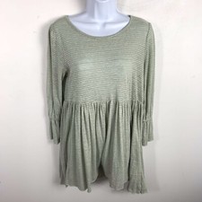 FP Beach Dress Sz XS Green White Striped Boho Minimalist Loungewear Comfort