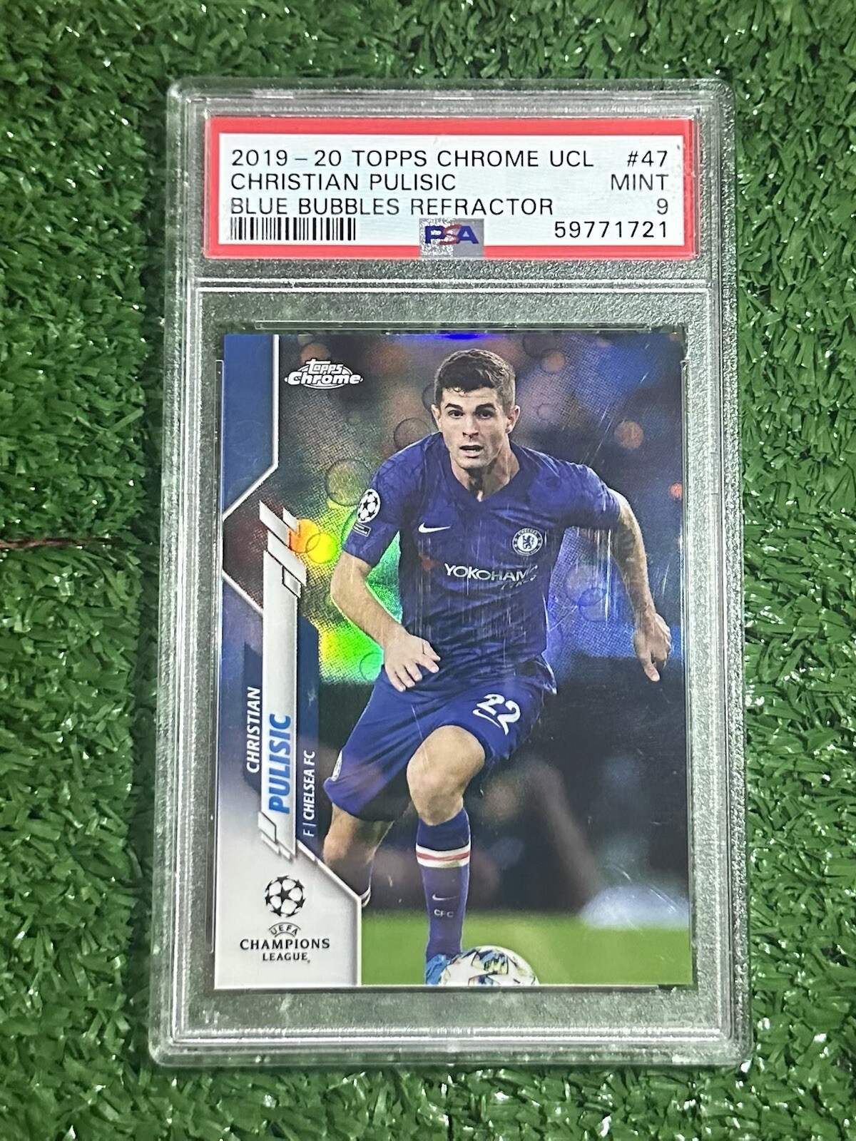 2019-20 Topps Chrome UCL Green Bubbles Refractor Christian Pulisic PSA 10 GEM MT