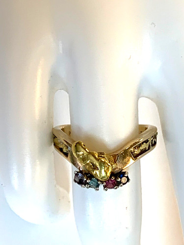 18K & 14K  YELLOW  GOLD NUGGET ESTATE  MOTHER  RING